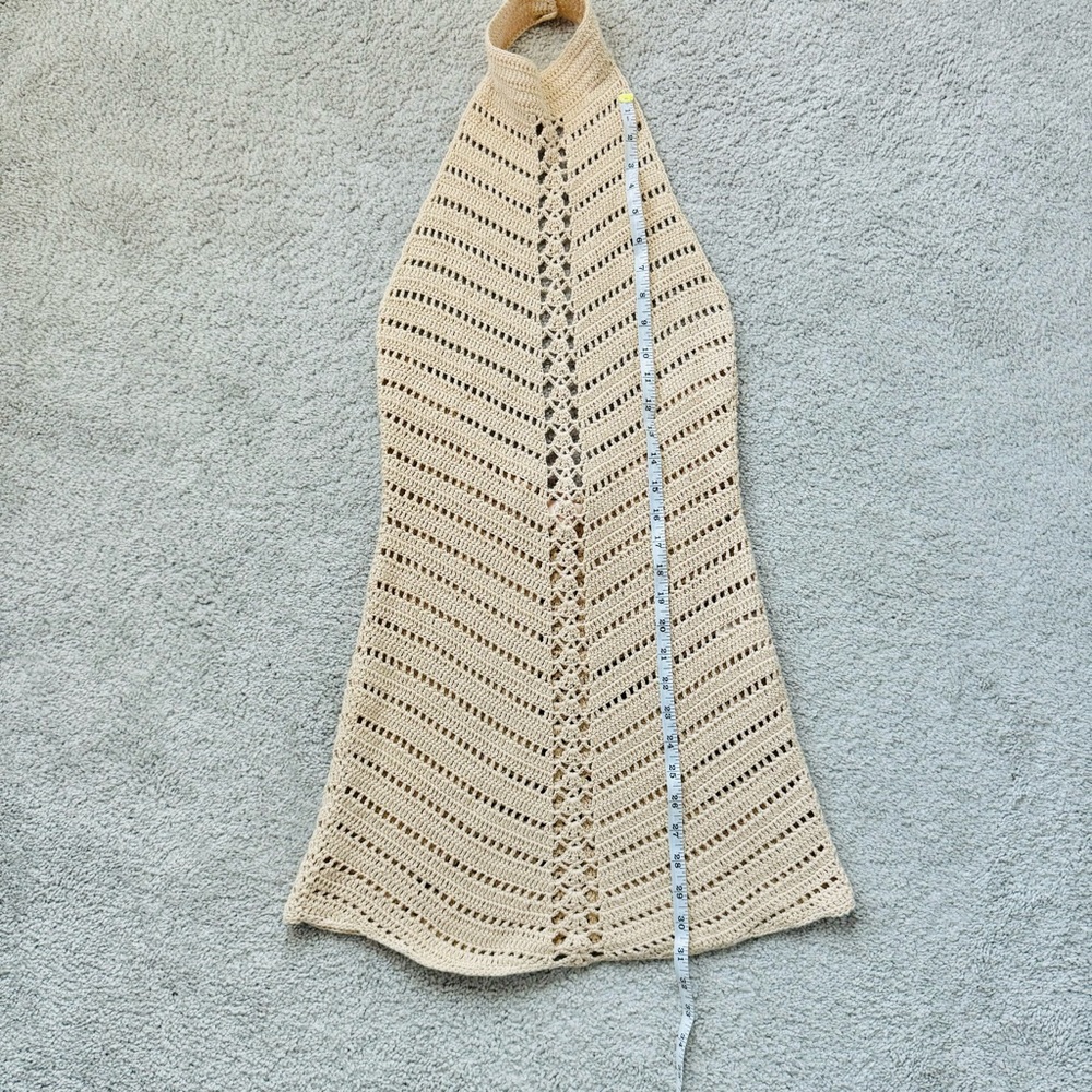 NWOT $218 Revolve Camila Coelho Lyssa Hand Crochet Halter Mini Dress in Sand Med - Picture 13 of 16